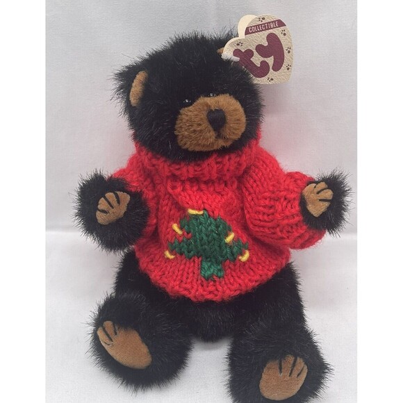 Ty Attic Treasure 8” Ivan Black Teddy Bear Sweater Jointed Plush Stuffed Animal - Picture 4 of 14